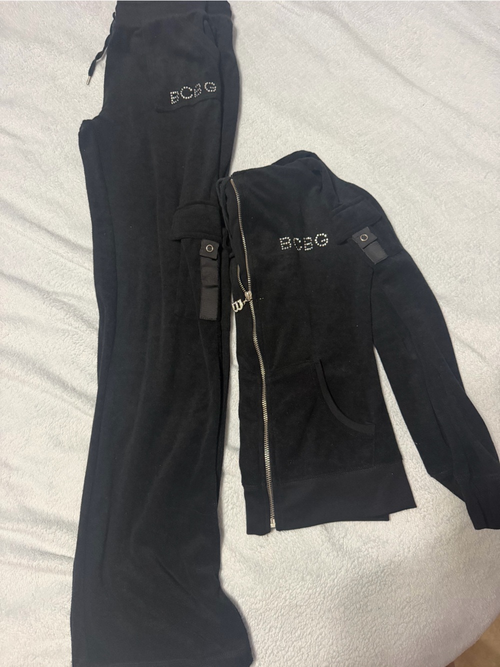 BCBGMaxAzria Black Rhinestone-Accent Hooded Zip Jacket